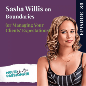 Light skinned African American woman on a purple background next to the title: Sasha Willis on Boundaries